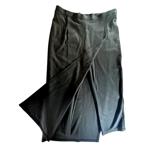 BETABRAND SKIRT WOMEN'S M PETITE BLACK WRAP MIDI - Picture 2 of 9